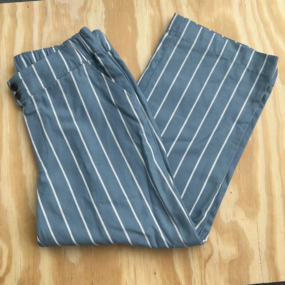 Me by Jennie Garth Pants Womens 6P Blue White Stripe Wide‎ Leg Cotton Trousers